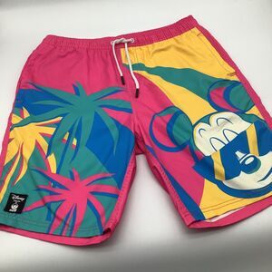 Disney Neff Mens Mickey Mouse Swim Trunks‎ Pink Size Medium